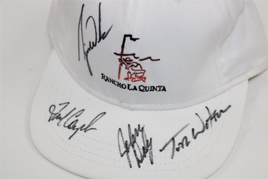 Tiger Woods, Couples, Daly & Tom Watson Signed Rancho La Quinta Hat JSA ALOA