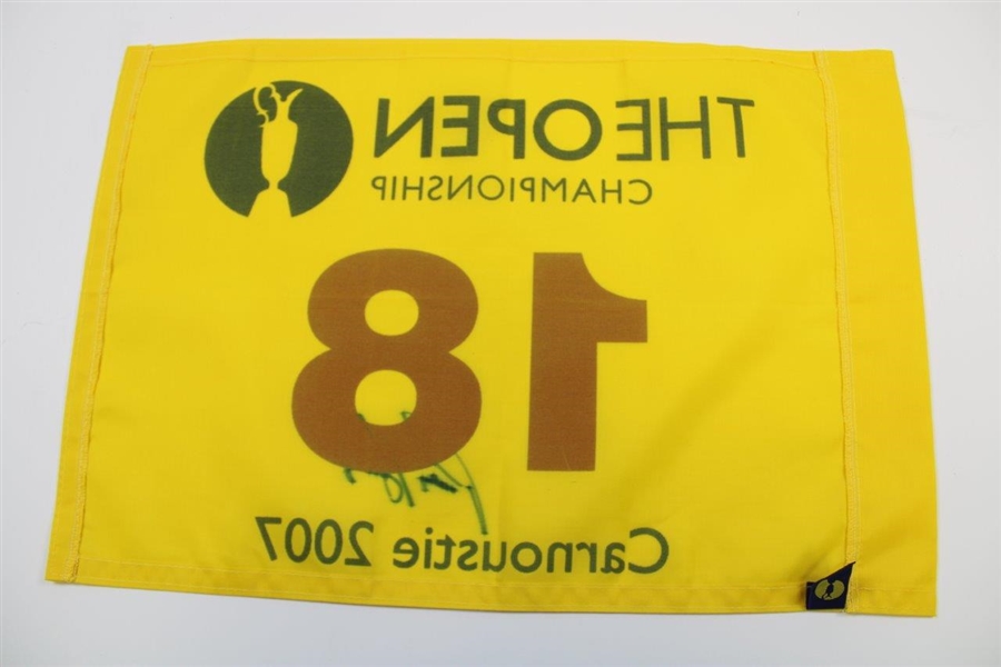 Padraig Harrington & Louie Oosthuizen Signed OPEN Flags from Years They Won JSA ALOA