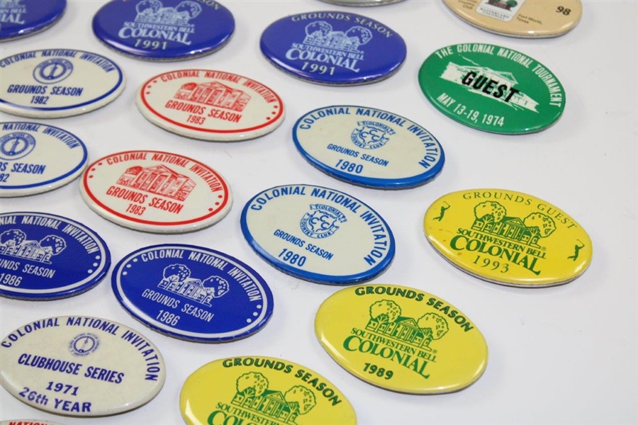 Thirty-Six (36) Colonial National Invitation Badges from Various Years Inc. Women's US Open