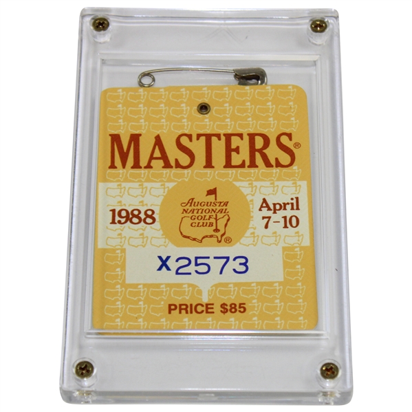 1988 Masters Tournament SERIES Badge #X2573 - Sandy Lyle Winner