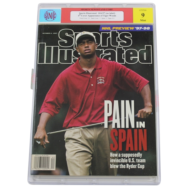 Tiger Woods 1997 Sports Illustrated '4th Cover Appearance of Tiger' No Label 10/16/97 - SNC #075709 Mint 9