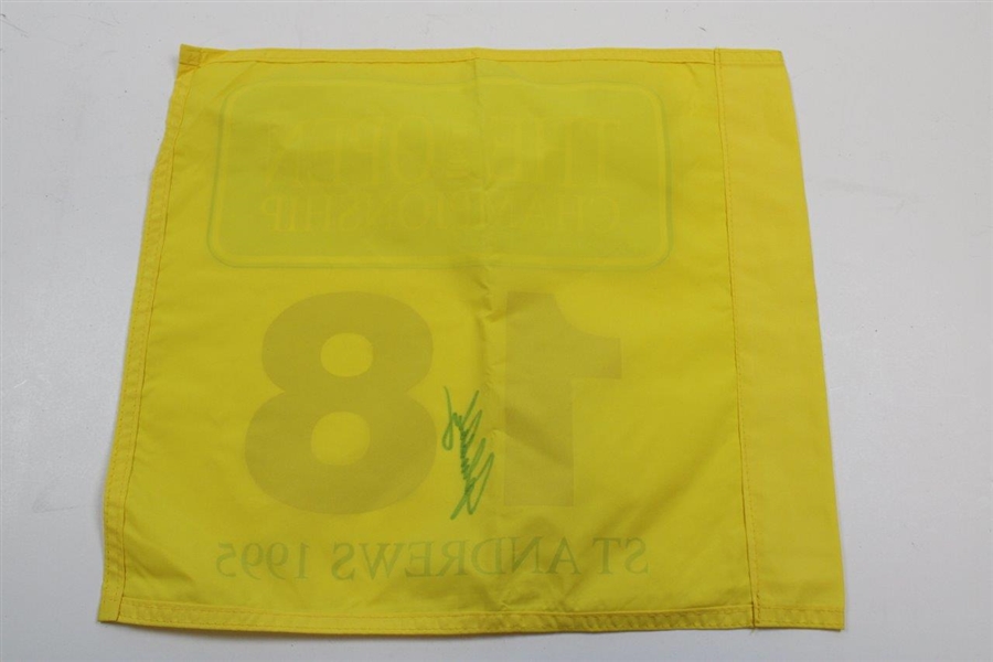 John Daly Signed 1995 OPEN at St. Andrews Yellow Screen Flag JSA ALOA
