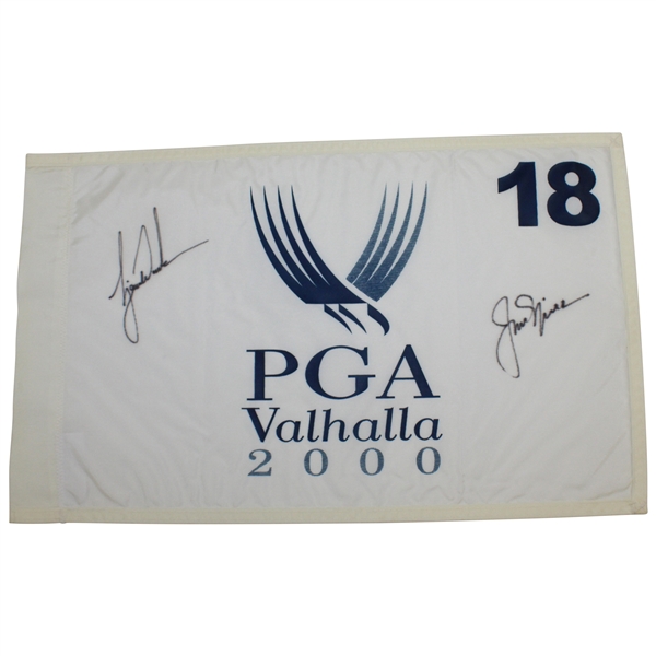 Tiger Woods & Jack Nicklaus Signed 2000 PGA at Valhalla Flag - Tiger Slam JSA #B47338