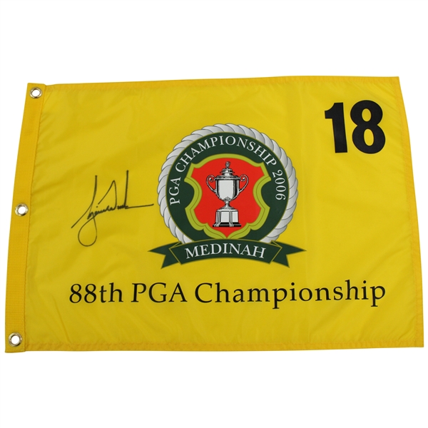Tiger Woods Signed 2006 PGA Championship at Medinah Screen Flag JSA ALOA