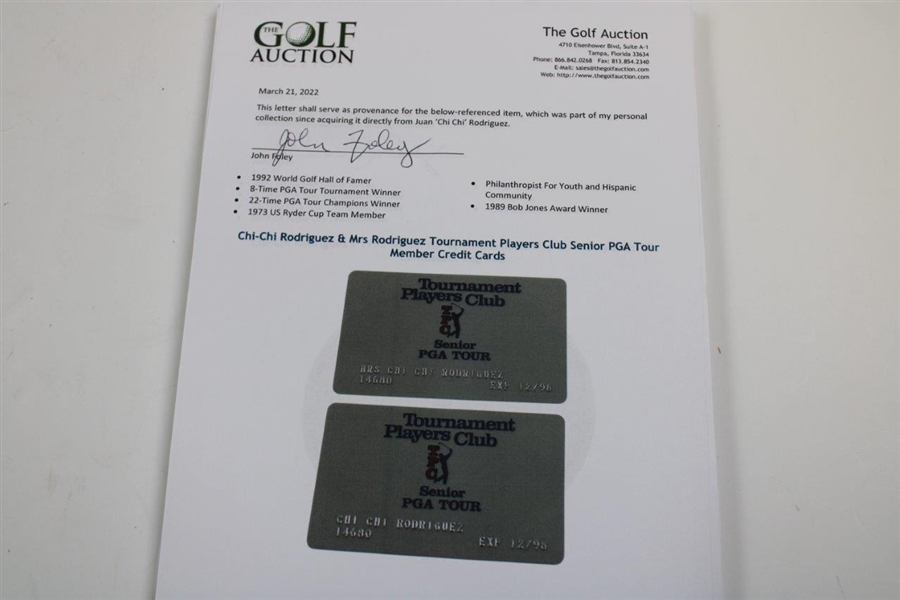Chi-Chi Rodriguez & Mrs Rodriguez Tournament Players Club Senior PGA Tour Member Credit Cards