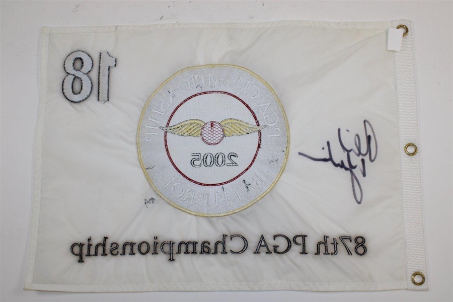 Phil Mickelson Signed 2005 Embroidered PGA Championship at Baltusrol Flag JSA ALOA