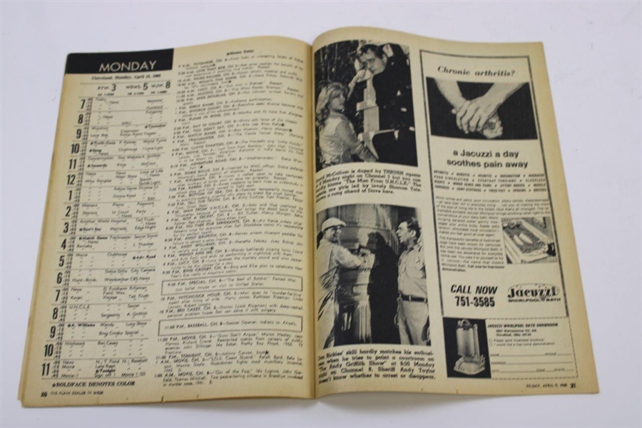 Arnold Palmer Signed 1965 The Masters TV Guide - Cleveland, Oh. JSA ALOA