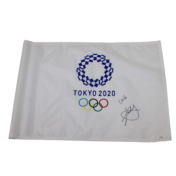 Xander Schauffele Signed 2020 Tokyo Olympics Replica Flag with 'Gold' JSA #VV50763