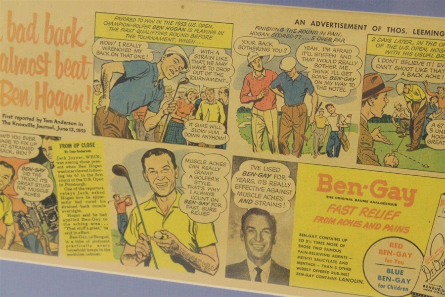 Classic Ben Hogan 'Ben Gay Fast Relief from Aches & Pains' Color Advertising - Framed