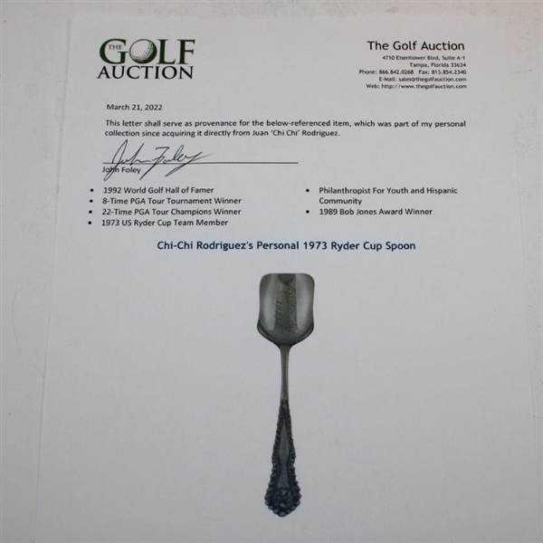 Chi-Chi Rodriguez's Personal 1973 Ryder Cup Spoon