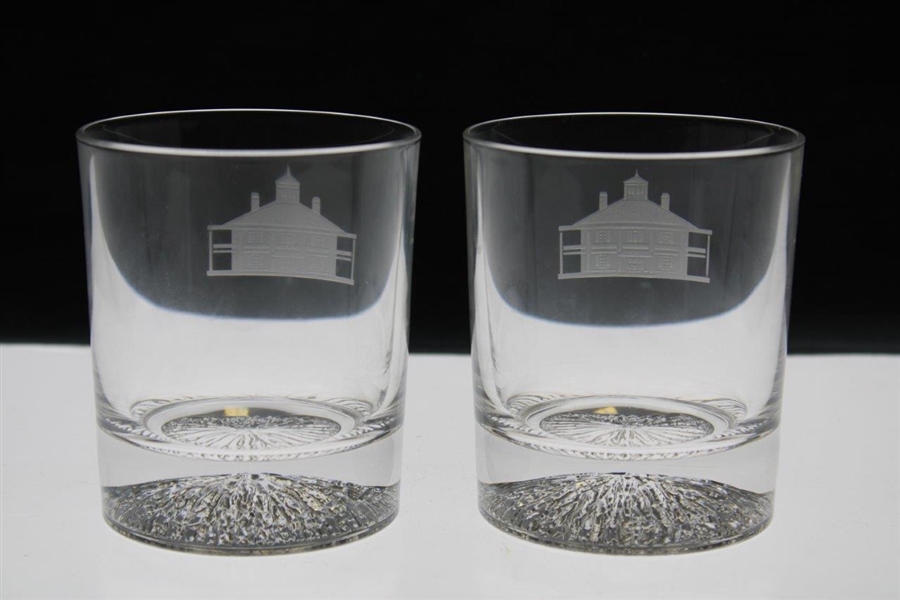 Pair of Augusta National Clubhouse Logo Rocks Glasses