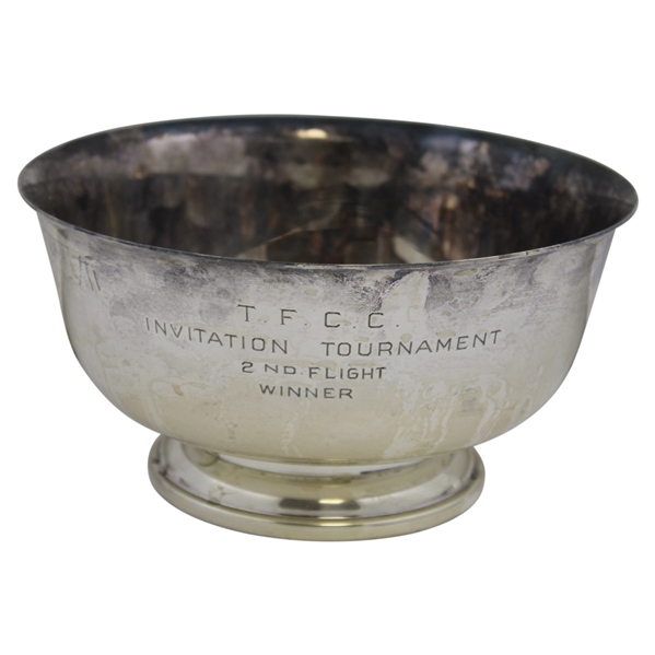Circa 1950 T.F.C.C. Invitation Tournament 2nd Flight Winner Silver Plated Trophy Bowl