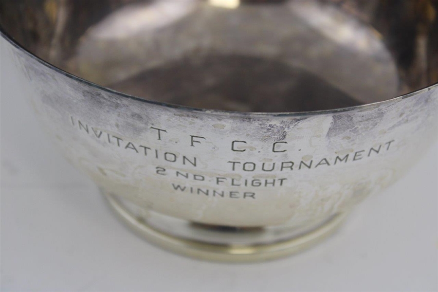 Circa 1950 T.F.C.C. Invitation Tournament 2nd Flight Winner Silver Plated Trophy Bowl