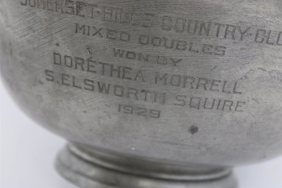 1929 Somerset Hills CC Mixed Doubles Pewter Trophy Bowl Won by Morrell & Squire