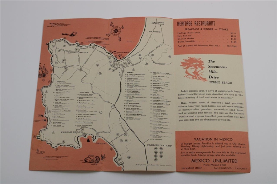 Circa 1940's-50's 'Swingin…Around The Monterey Peninsula' Travel Brochure