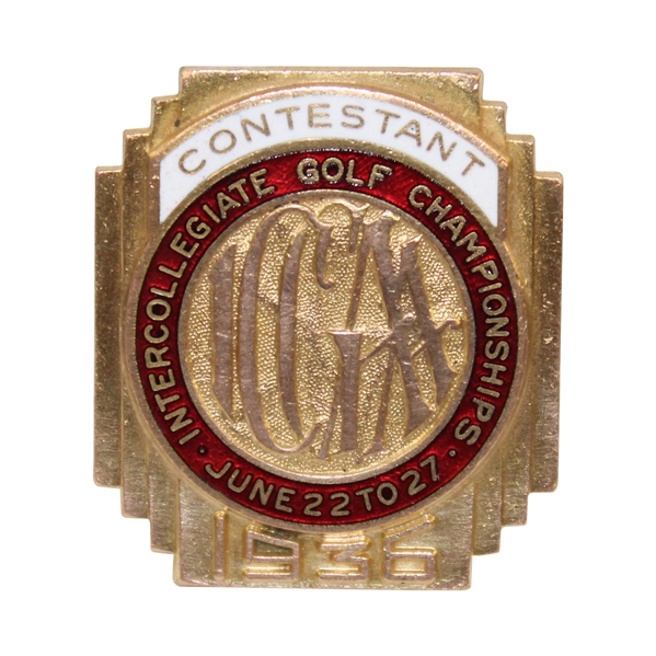 1936 ICGAA Intercollegiate Golf Championship at North Shore Contestant Badge