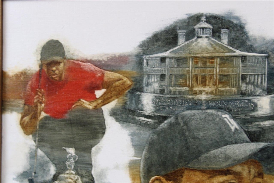 Original Tiger Woods 'Grand Slam' Oil Painting By Artist Robert Fletcher - Framed