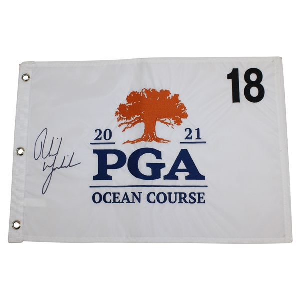 Phil Mickelson Signed 2021 PGA at Kiawah White Embroidered Flag JSA ALOA