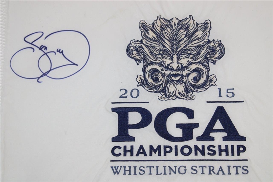 Jason Day Signed 2015 PGA at Whistling Straits White Embroidered Flag JSA ALOA