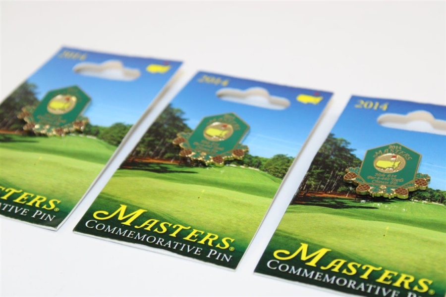 Three (3) 2014 Masters Tournament Commemorative Pins In Original Package
