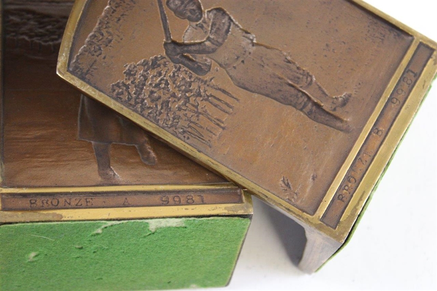 Vintage Bobby Jones & Glenna Collet Themed Bronze Bookends