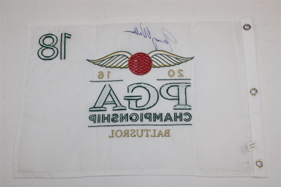 Jimmy Walker Signed 2016 PGA at Baltusrol Embroidered Flag Beckett #D81154