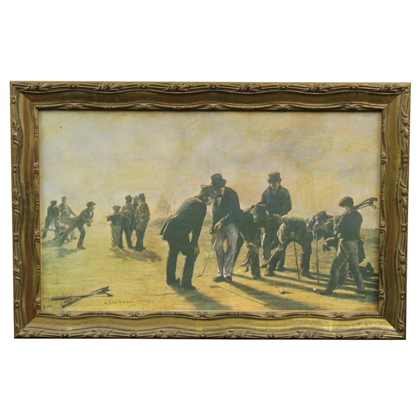 'A Summer Evening on the Musselburgh Links: Golfers' Reproduction '1859' by Charles Lees Print - Framed
