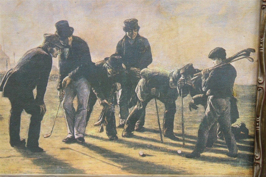 'A Summer Evening on the Musselburgh Links: Golfers' Reproduction '1859' by Charles Lees Print - Framed