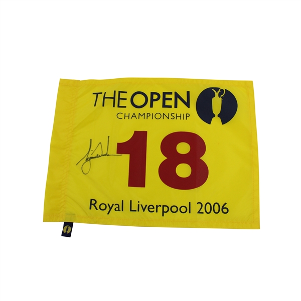 Tiger Woods Signed 2006 OPEN at Royal Liverpool Flag JSA ALOA