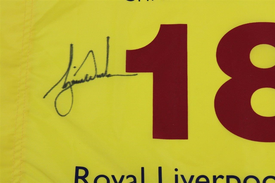 Tiger Woods Signed 2006 OPEN at Royal Liverpool Flag JSA ALOA