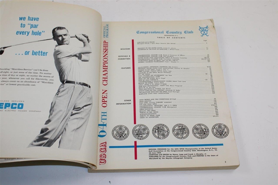 1964 US Open at Congressional Country Club Official Program