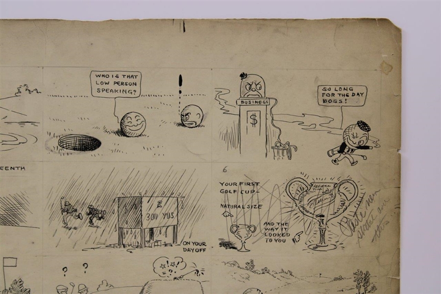 Original Clare Briggs Pen & Ink 9 Cell Cartoon Strip Featuring The Nineteenth Hazard & SandTee Box 