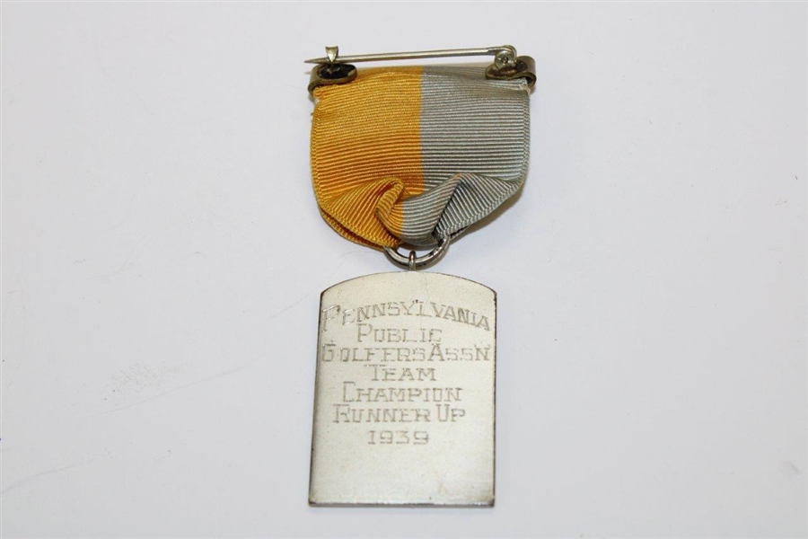 1939 Pennsylvania Public Golfers Assoc. Team Championship Runner-Up Medal With Ribbon