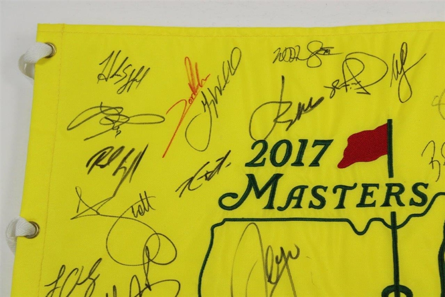 Sergio & Field Signed 2017 Masters Flag w/Bubba, Rory, Spieth, Rahm, DJ & more JSA ALOA