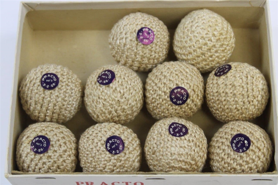 1926 Practo Knit Indoors-Outdoors Balls in Original Box - 10 Examples in Excellent Condition