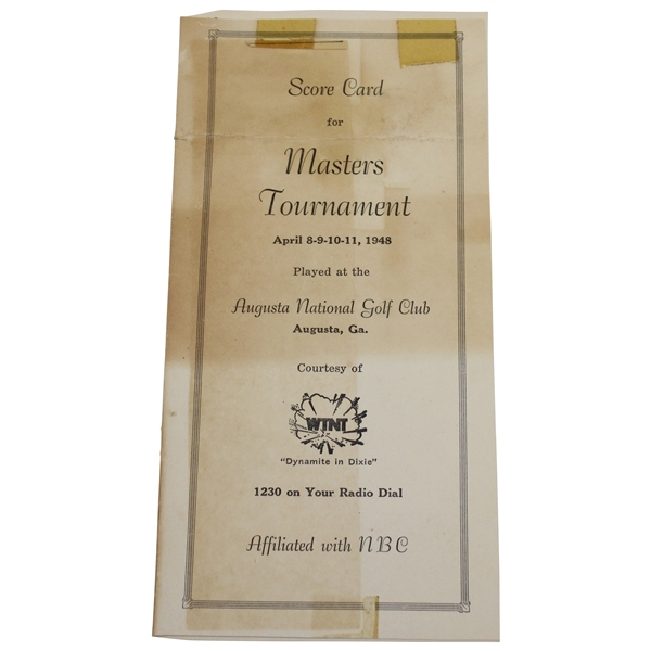 1948 Scorecard for Masters Tournament WTNT Radio Booklet