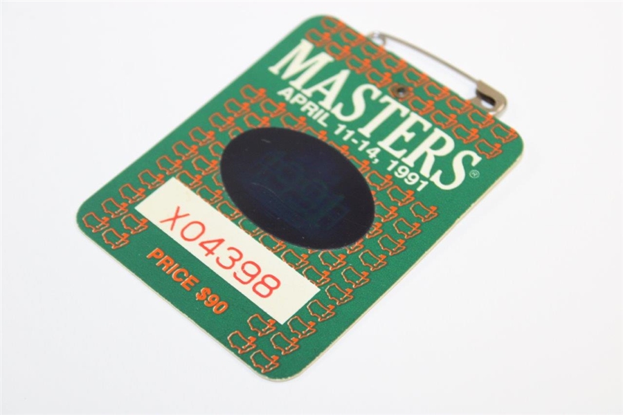 1991 Masters Tournament Series Badge #X04398 Ian Woosnam Winner 