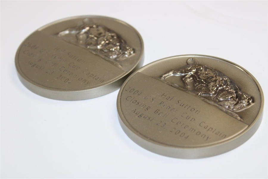 Hal Sutton's 2004 US Ryder Cup Captain Closing Bell Ceremony Medallions with Gavel in Box