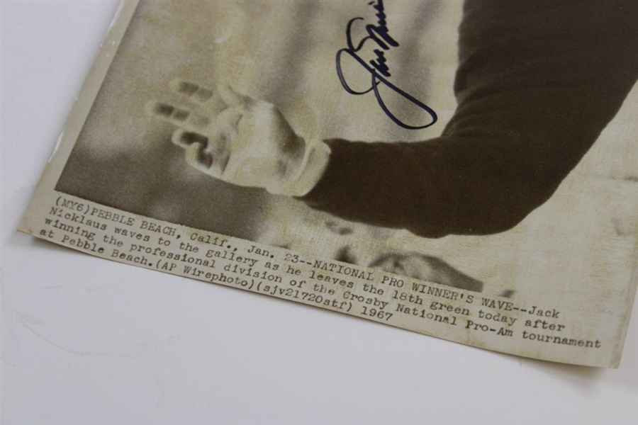 Jack Nicklaus Signed 1967 Bing Crosby National Pro-Am Photo JSA ALOA