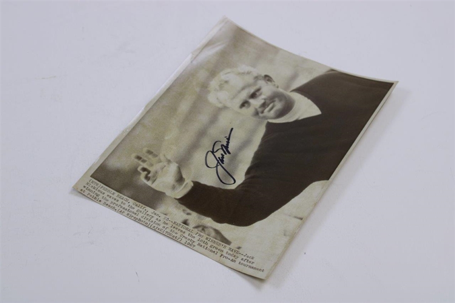 Jack Nicklaus Signed 1967 Bing Crosby National Pro-Am Photo JSA ALOA