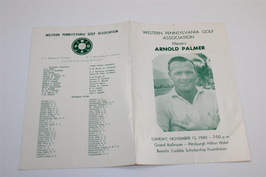 Deane Beman's Personal 1960 West Penn Golf Association Arnold Palmer Program