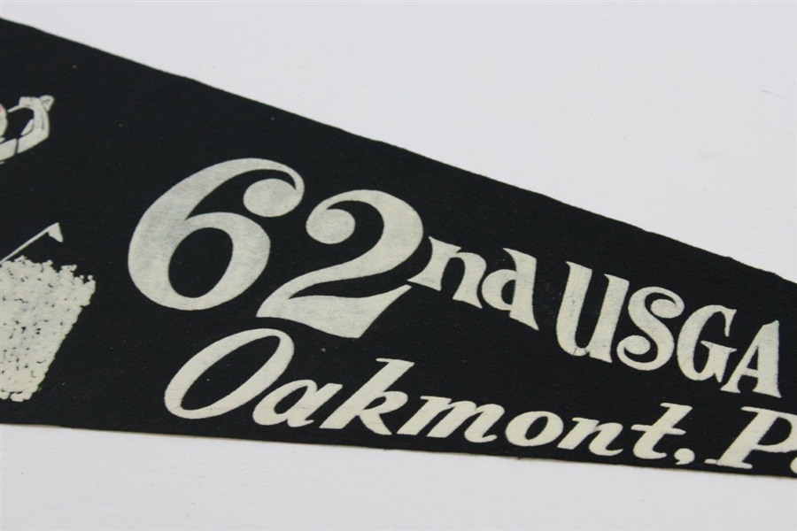 1962 US Open at Oakmont Country Club Pennant - Jack Nicklaus First Win - Rare Black