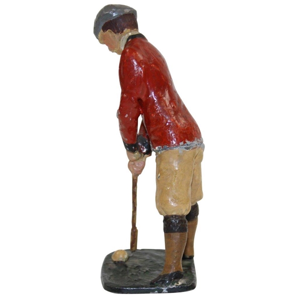 Hand-painted Miniature Golfer in Red Jacket Metal Figure 