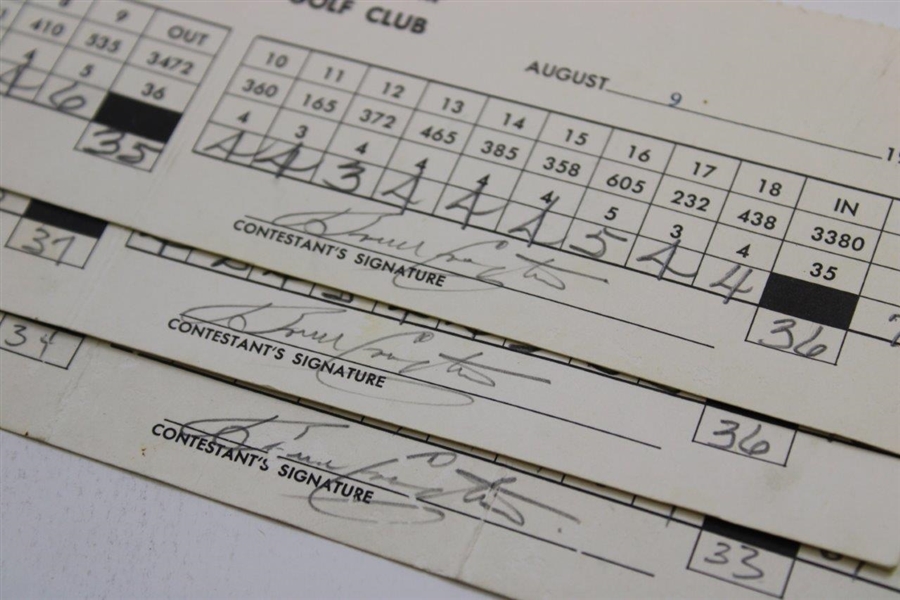 1973 PGA Runner-up Bruce Crampton's Official Championship Scorecards - 3 Rounds JSA ALOA