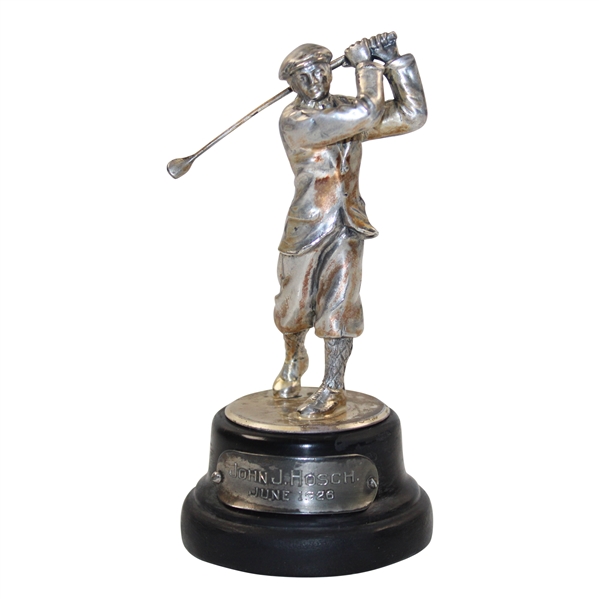 Harry Vardon Style Silver Plated Golfer On Plinthe - John J. Hosch June 1926