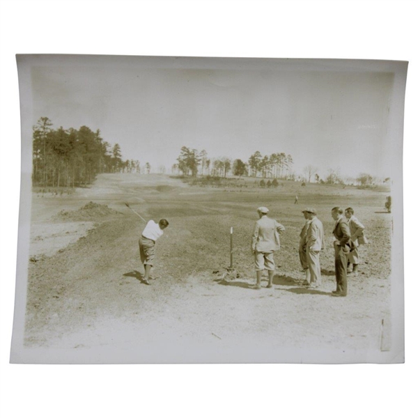 Original Rare Bobby Jones Teeing Off on Augusta National Construction Grounds Photo & Negative - 8th Fairway
