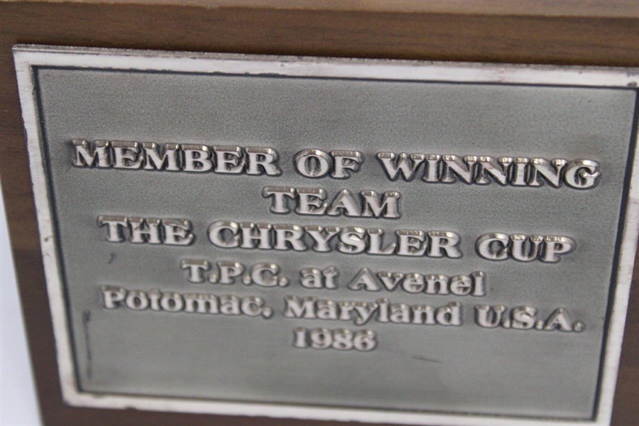 Chi Chi Rodriguez's 1986 The Chrysler Cup at T.P.C. Winning Team Member Trophy