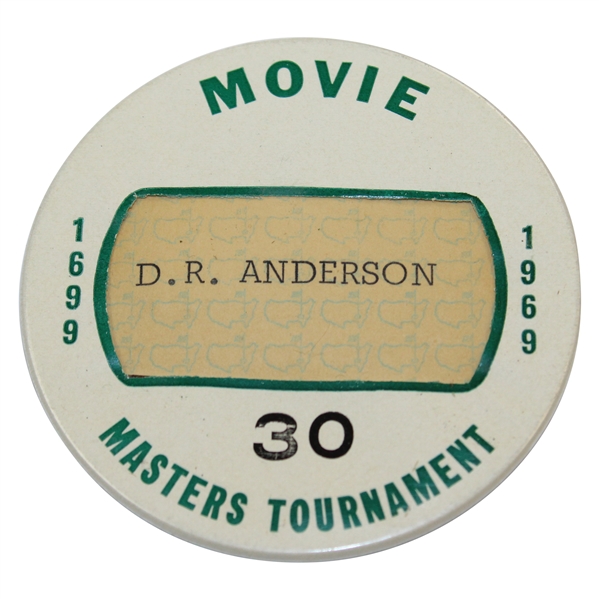 1969 Masters Tournament Movie Badge #30 - D.R. Anderson