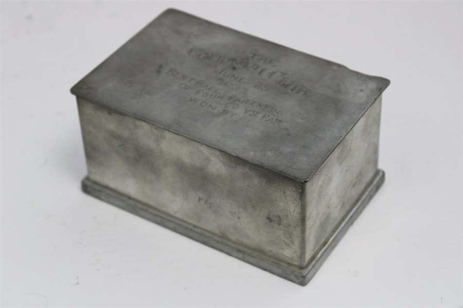 1932 The Country Club Best Ball of Four Partners vs Par Winner's Pewter Trophy Box