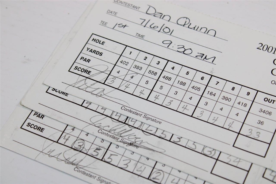 Champion Dan Quinn's Three 2001 American Century Celebrity Championship Scorecards JSA ALOA